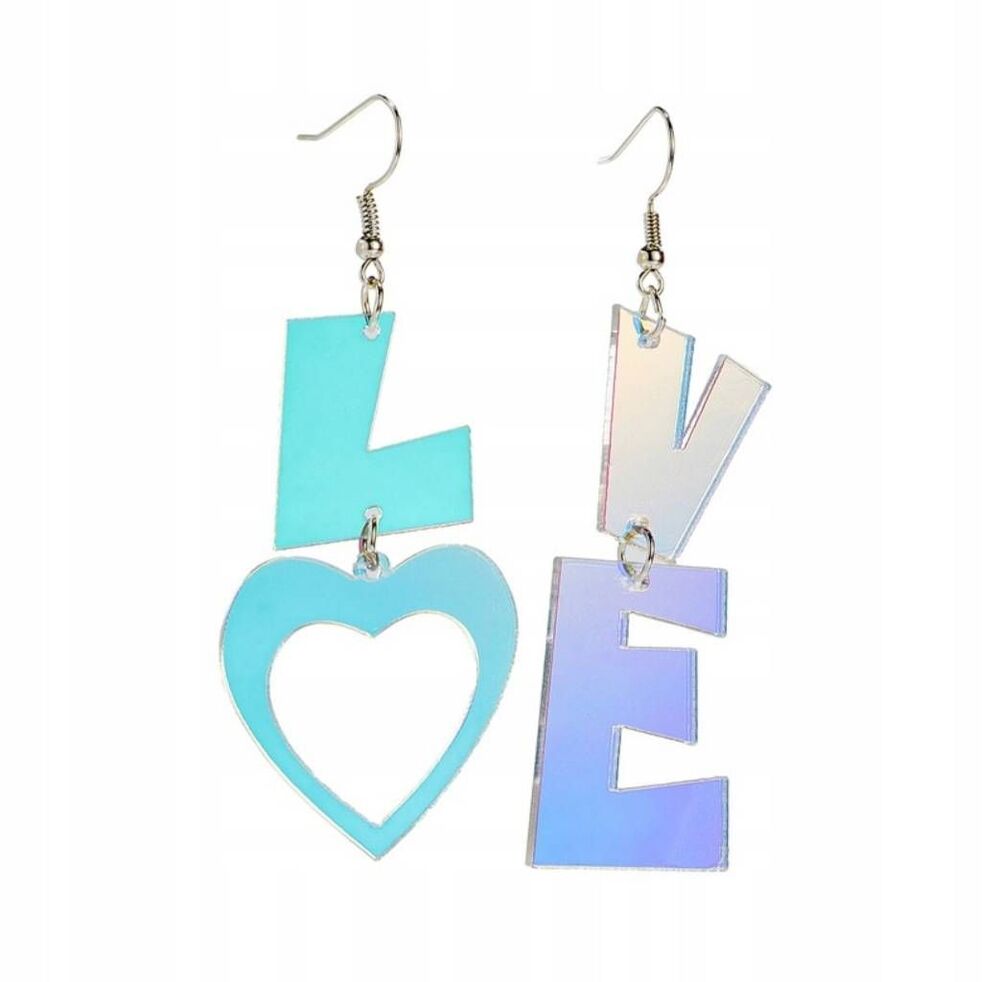 NWOT Holographic All You Need is Love Earrings